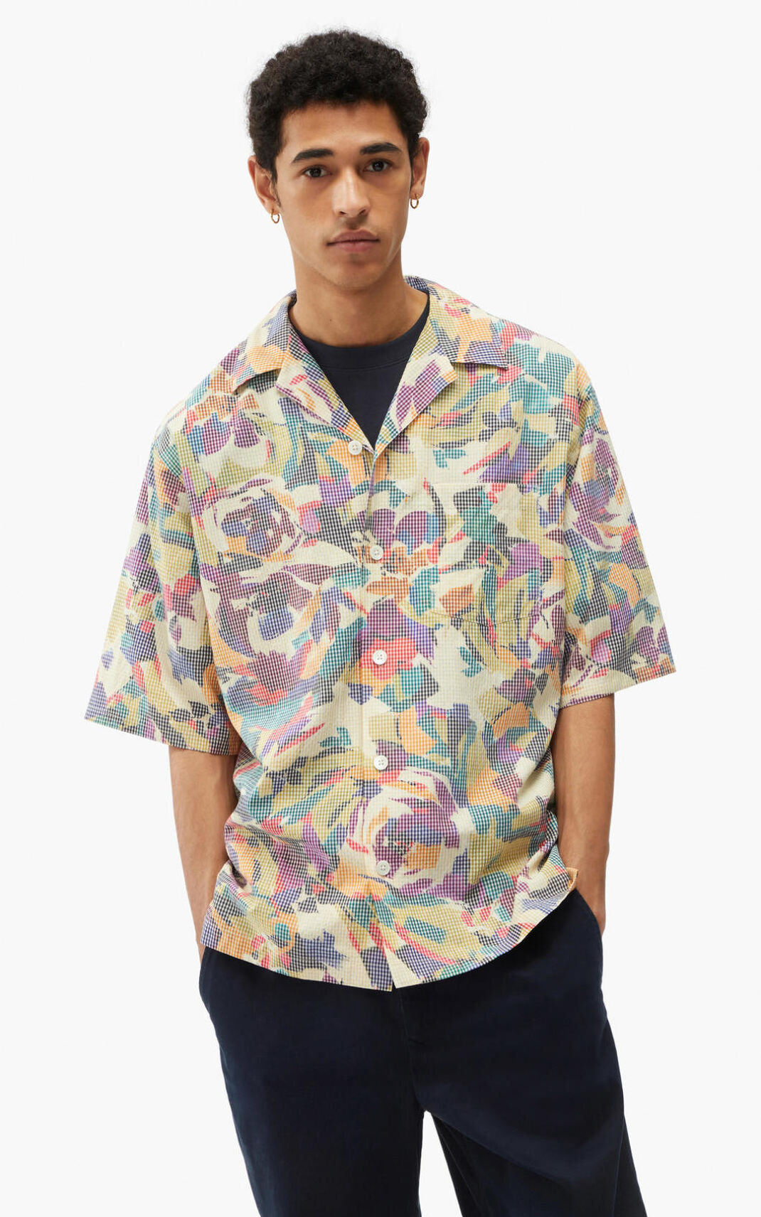 Camisas Kenzo Casual Archive Floral Masculino - Verde Oliva | 270HVGUEM